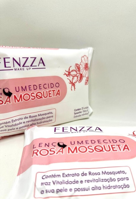Lenço Umedecido Rosa Mosqueta Fenzza embalagem com 25 unidades
